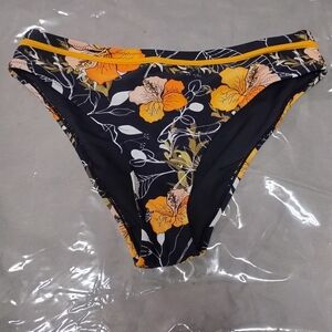 Roxy Black and Orange Floral Bikini Bottom